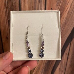 Earrings, shades of purple, stainless